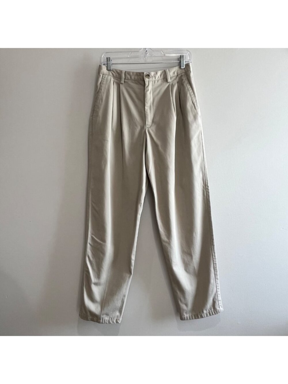 Eddie Bauer Pleated Front Khaki Pants Womens 12P 100% Cotton 90s Preppy